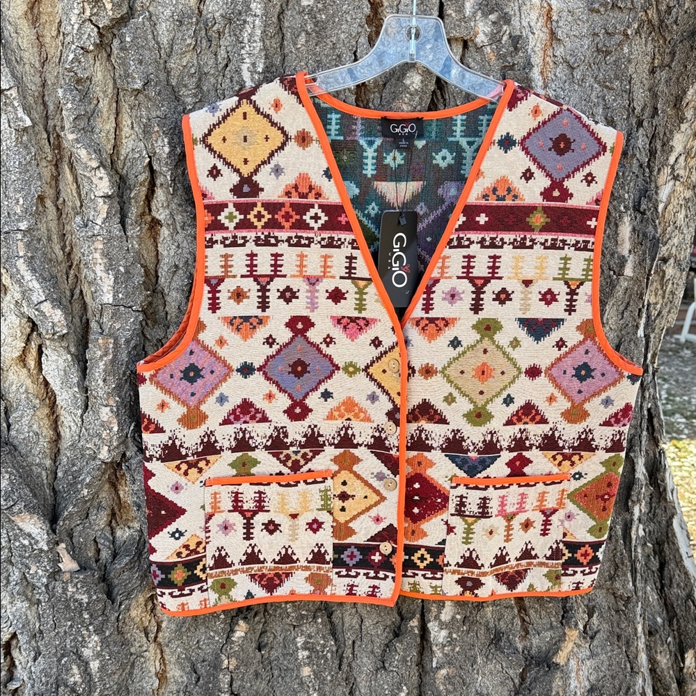 GIGIO Colorful Geometric Patterned Vest western